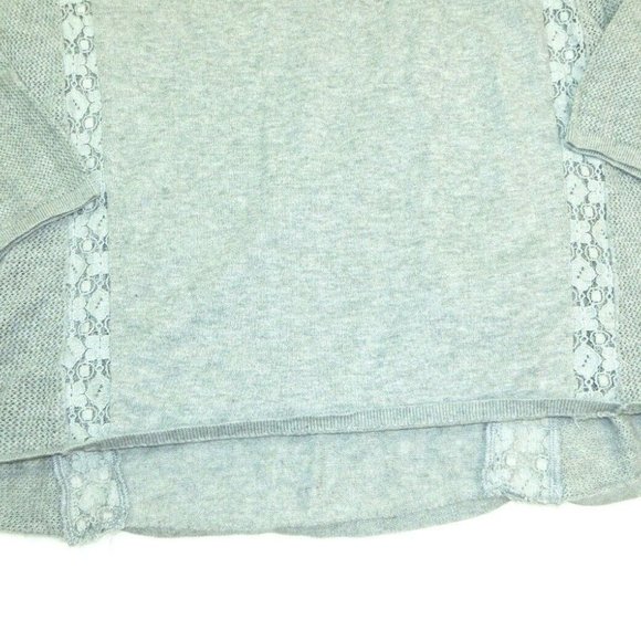Lucky Brand LS Medium Grey Lace Knit Top Shirt - Picture 2 of 8